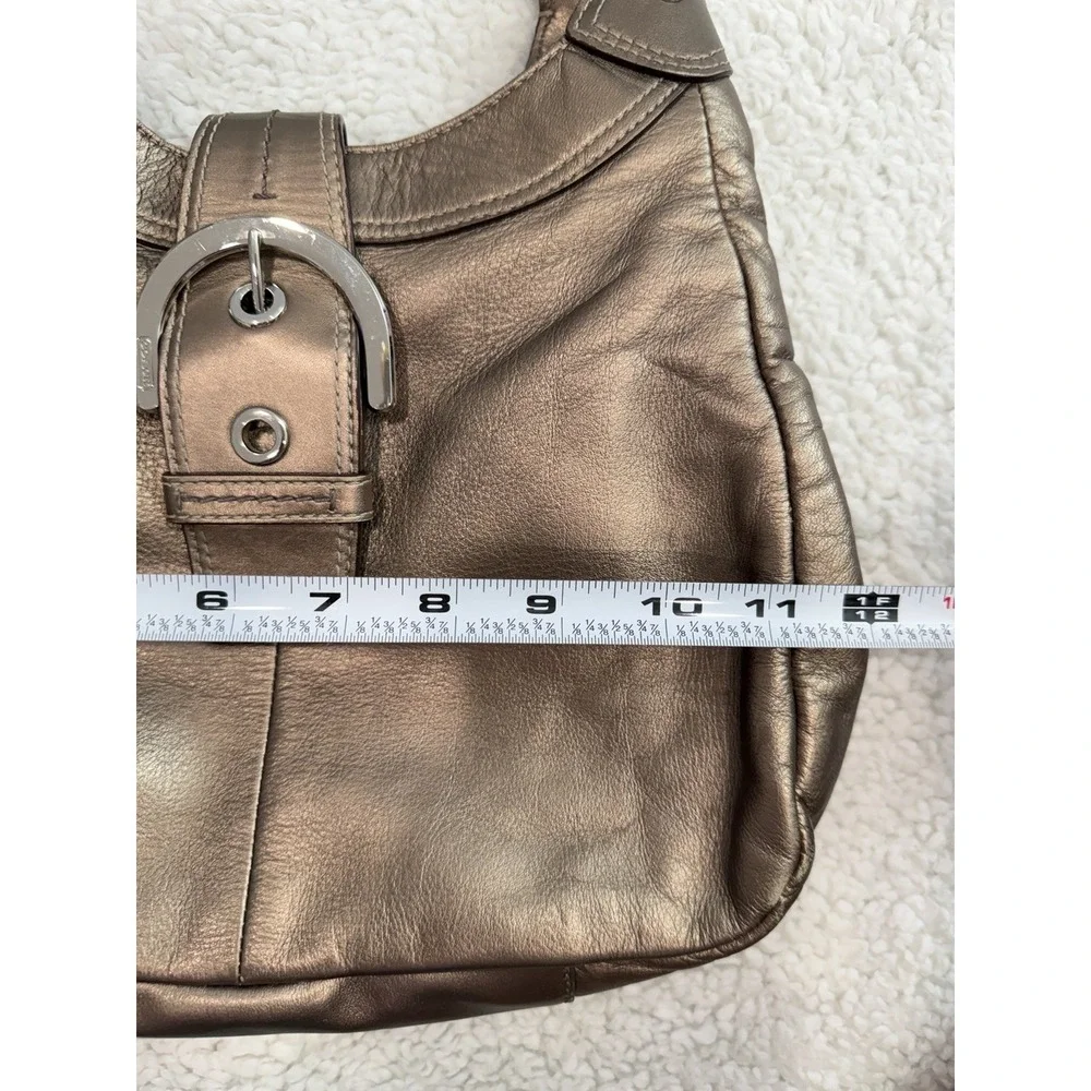 Coach Lynn Soho Leather Metallic Bronze Hobo Buckle Shoulder Bag Y2K